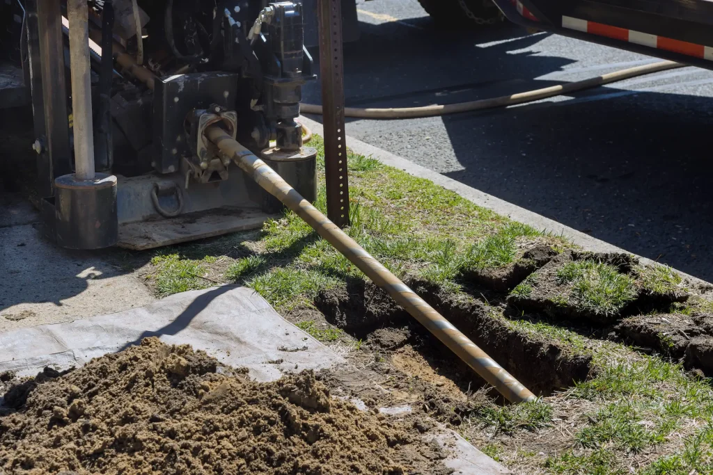 Plumbing truck performing a trenchless sewer line repair.