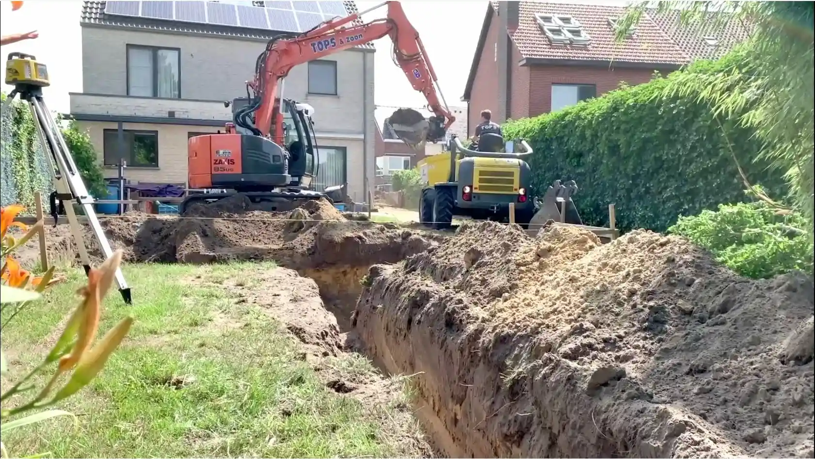 Residential sewer line excavation work performed by Roto-Rooter